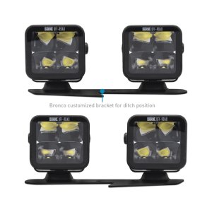 Ford Bronco Light Pods - Ditch - Borne Off-Road - 3x3 Spot Beam, 4-Piece - `21-`27